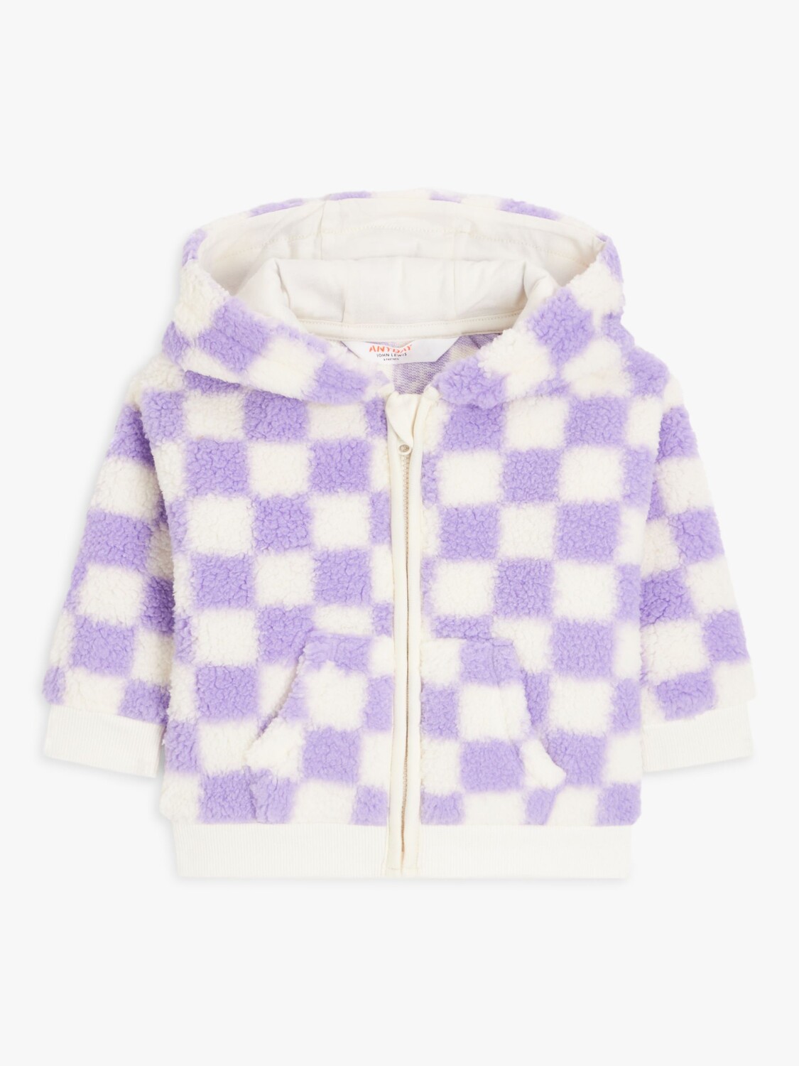

Куртка в клетку Baby Borg John Lewis ANYDAY, фиолетовый/белый