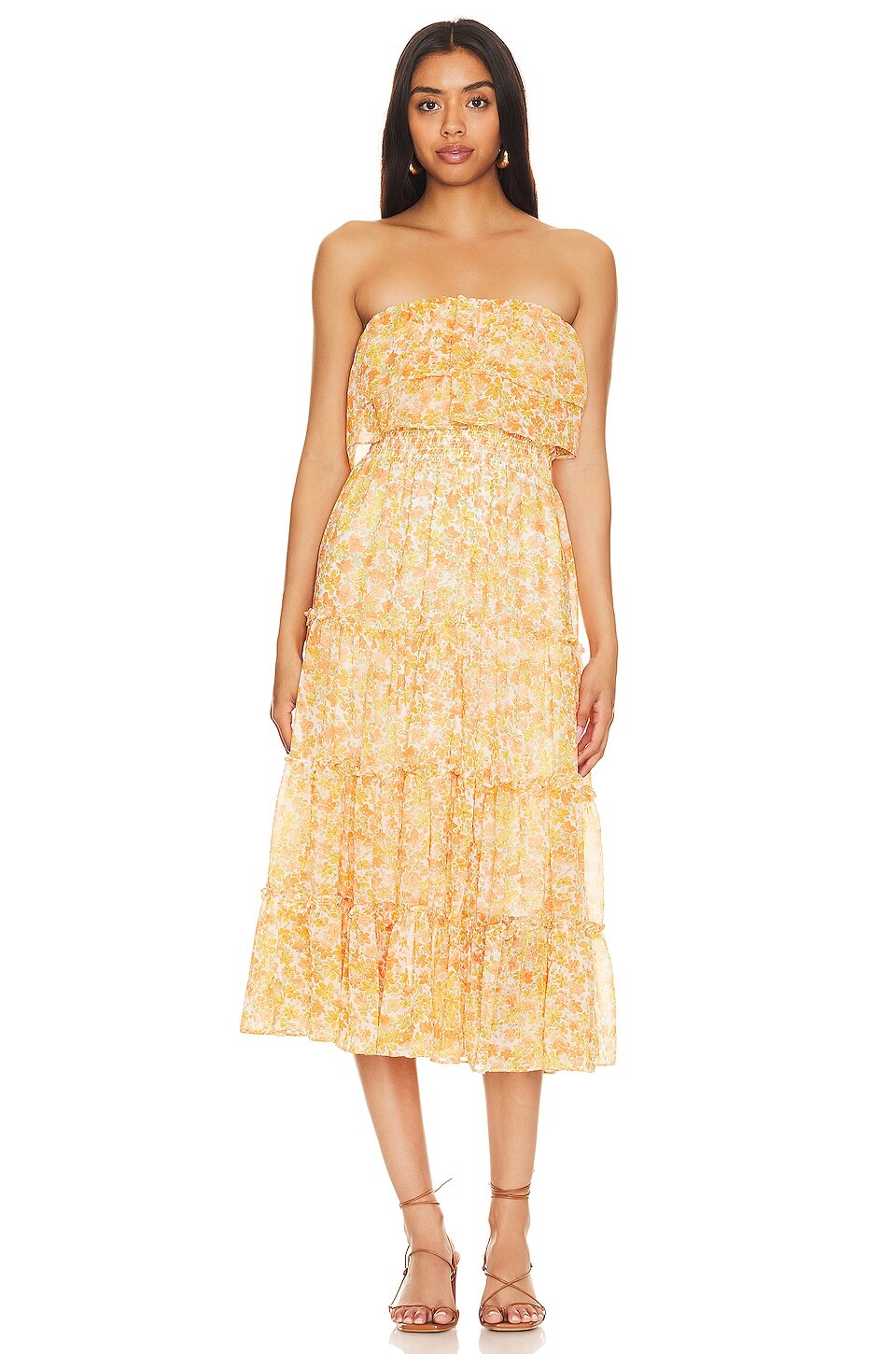 

Платье макси 1. STATE Strapless Ruffle, цвет Russett