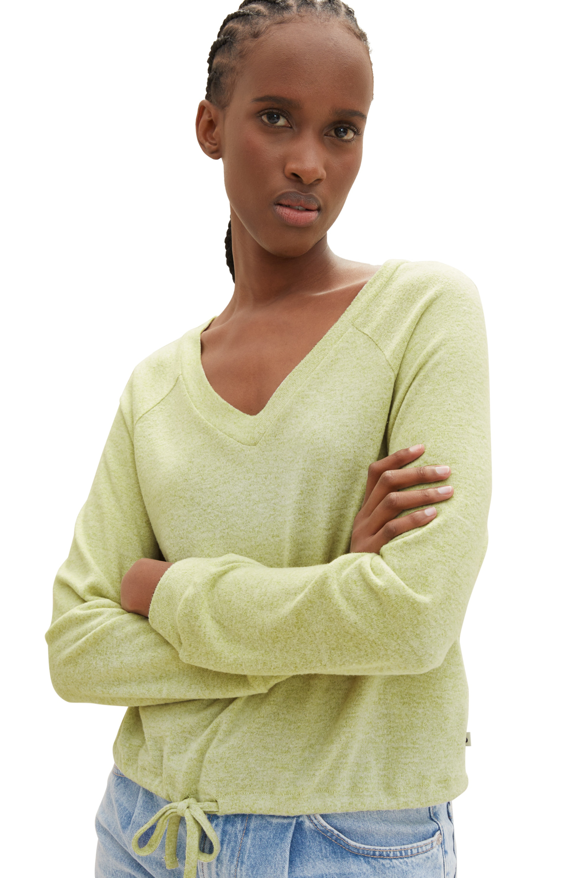 Футболка Женская/Девочка уютная футболка реглан Tom Tailor Denim, зеленый блузка tom tailor с короткими рукавами зеленый мультиколор