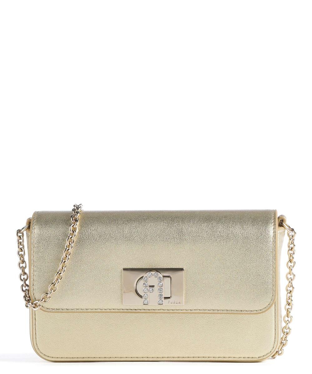 

Мини-сумка через плечо из мелкозернистой кожи Furla, желтый