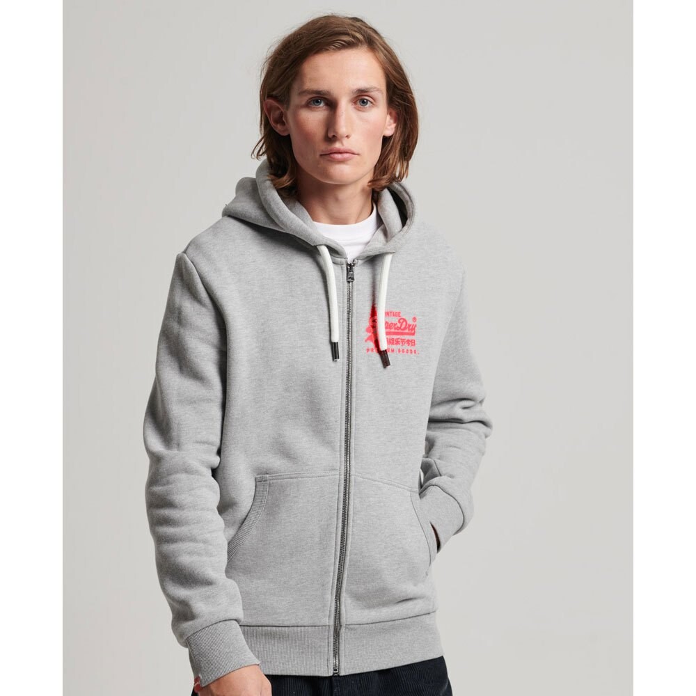 Толстовка Superdry Vintage Vl Neon Full Zip, серый