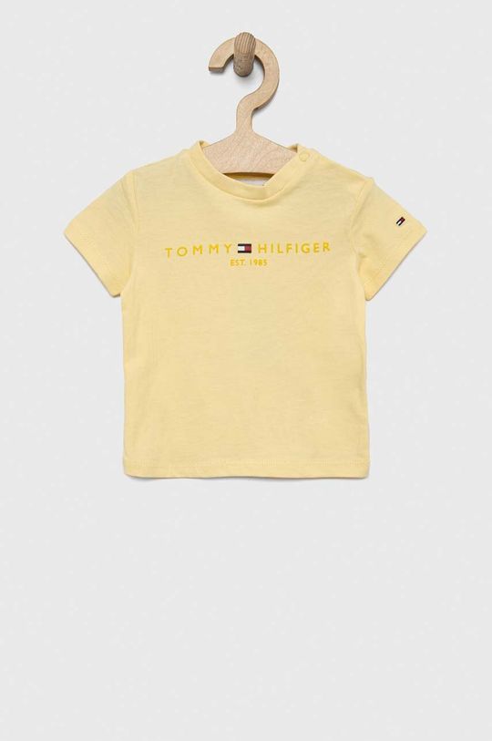 Детская хлопковая футболка Tommy Hilfiger, желтый