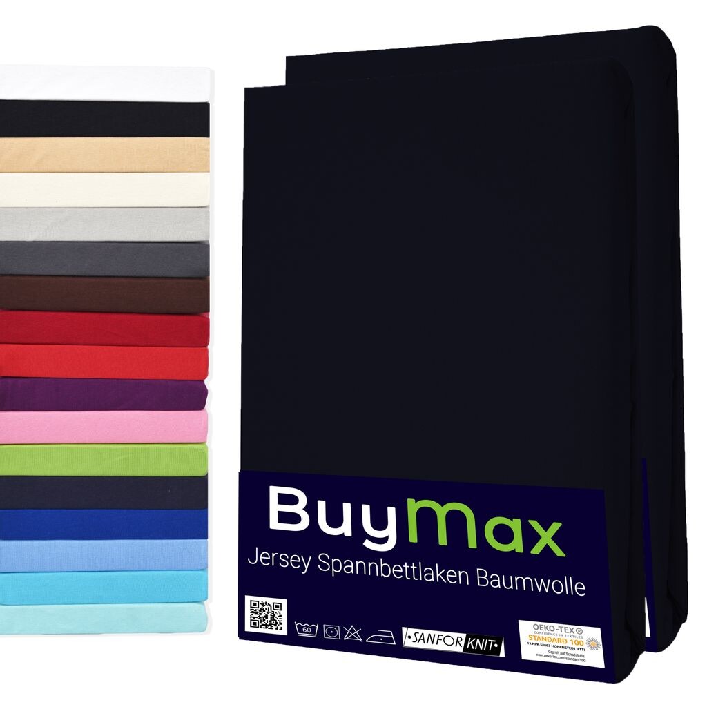 

DOUBLE PACK приталенная простыня из 100 % хлопка черного цвета, размер 140 x 200 см Buymax