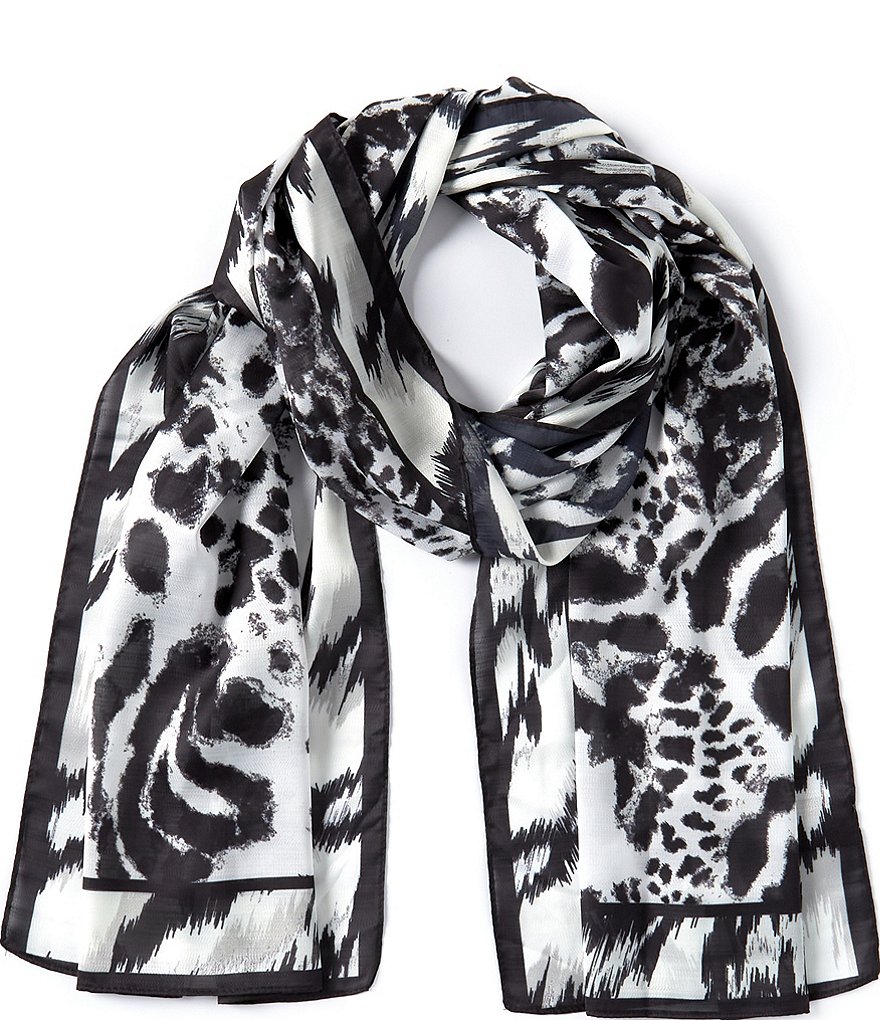 цена Vince Camuto Икат Продолговатый шарф с леопардовым принтом, черный