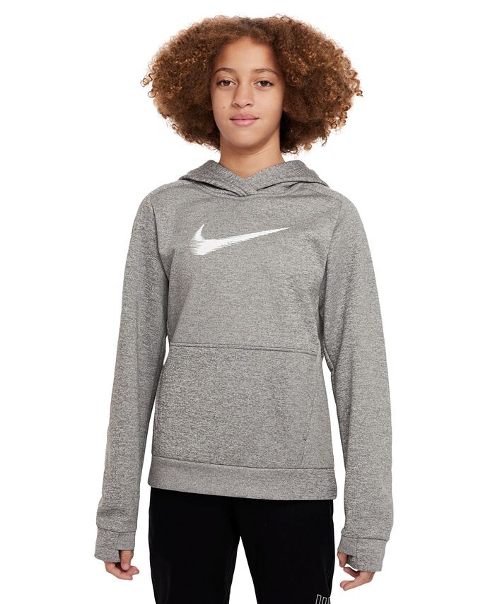 

Пуловер для тренировок Big Kids Therma Multi+ с капюшоном Nike, серый