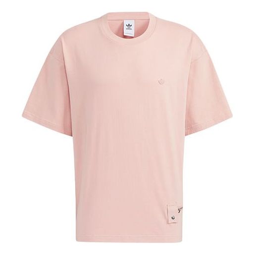 Футболка adidas originals Zipper Ss Tee Solid Color Sports Round Neck Short Sleeve Pink, мультиколор