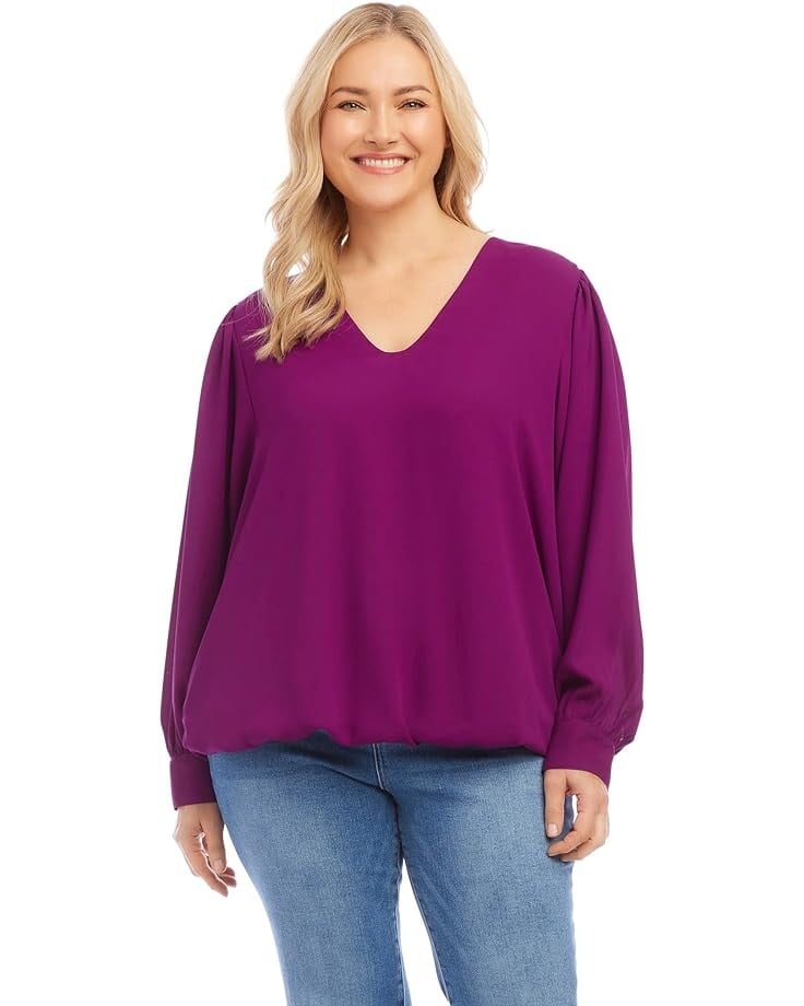 Топ Karen Kane Puff Sleeve Top, цвет Magenta топ simkhai mila puff sleeve wrap цвет chili