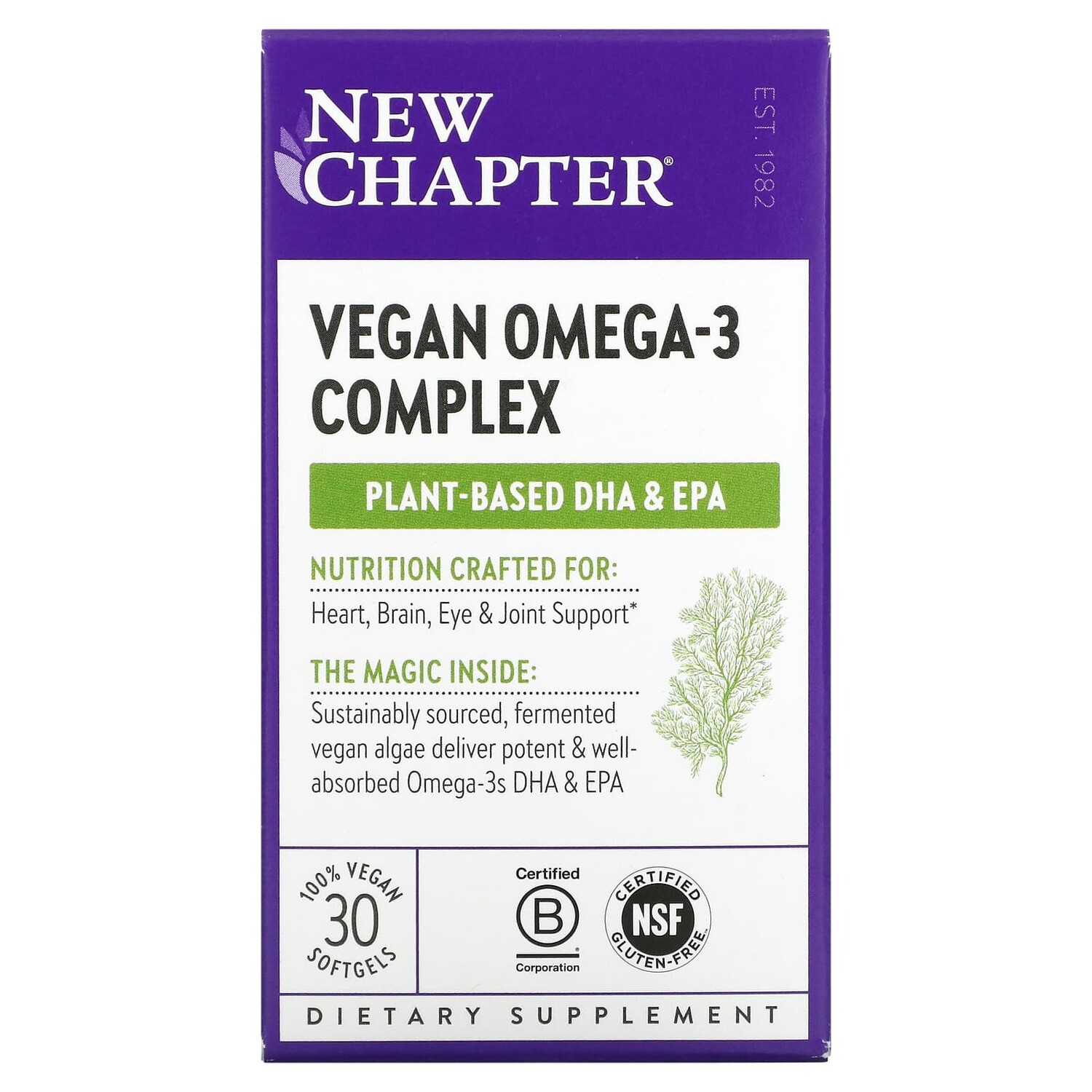 

Vegan Omega-3, 30 веганских капсул, New Chapter