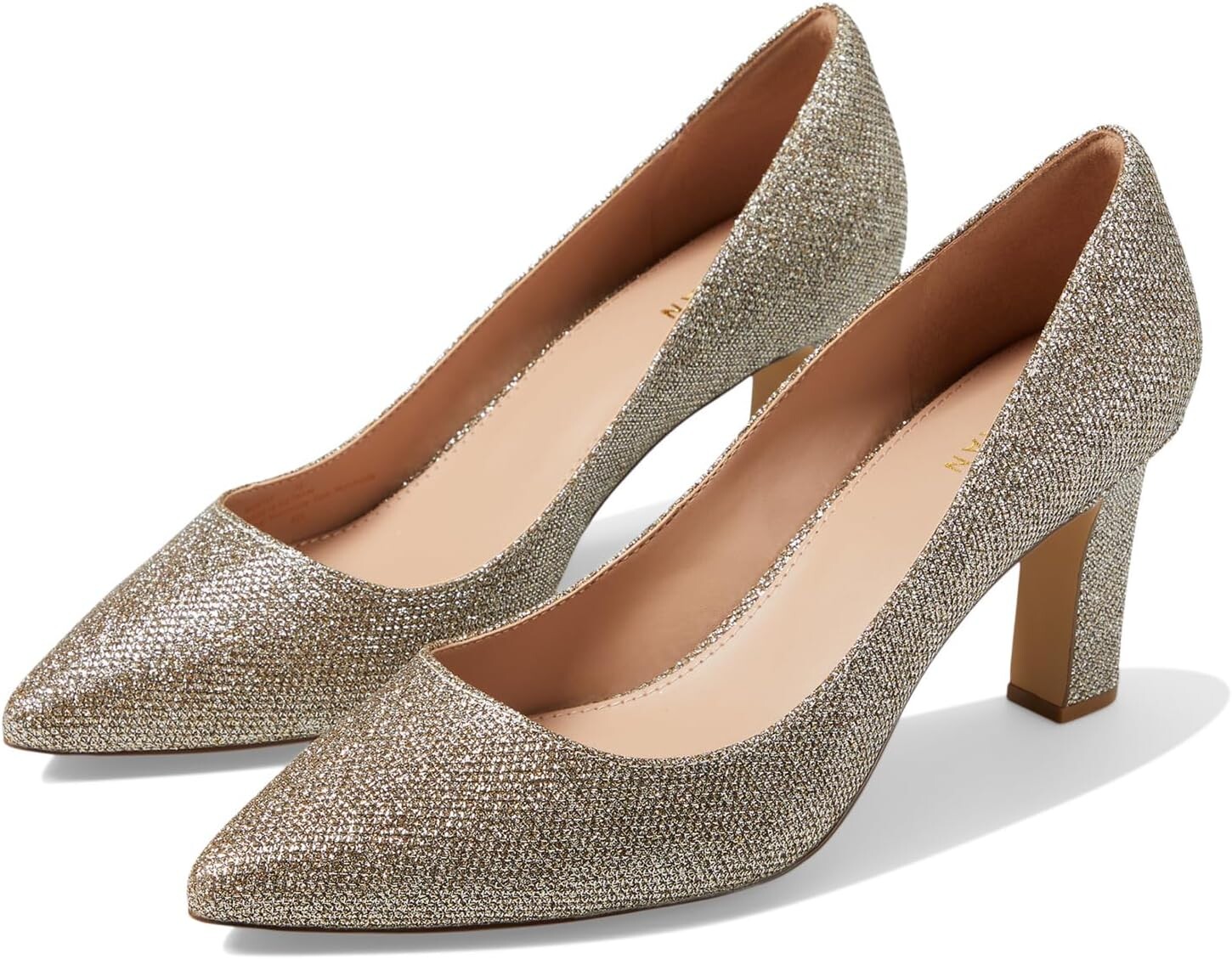 

Туфли Mylah Heel Pump 75 mm Cole Haan, цвет Gold Glitter Mesh