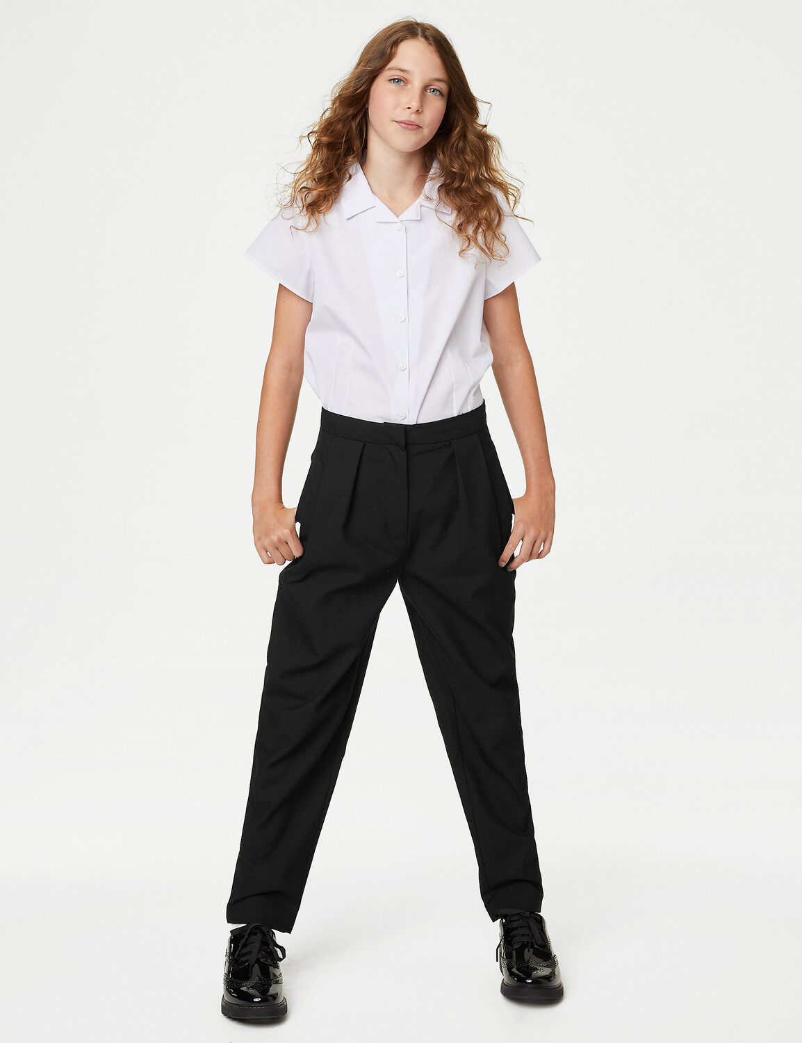 

Зауженные школьные брюки для девочек (9–18 лет) Marks & Spencer, черный