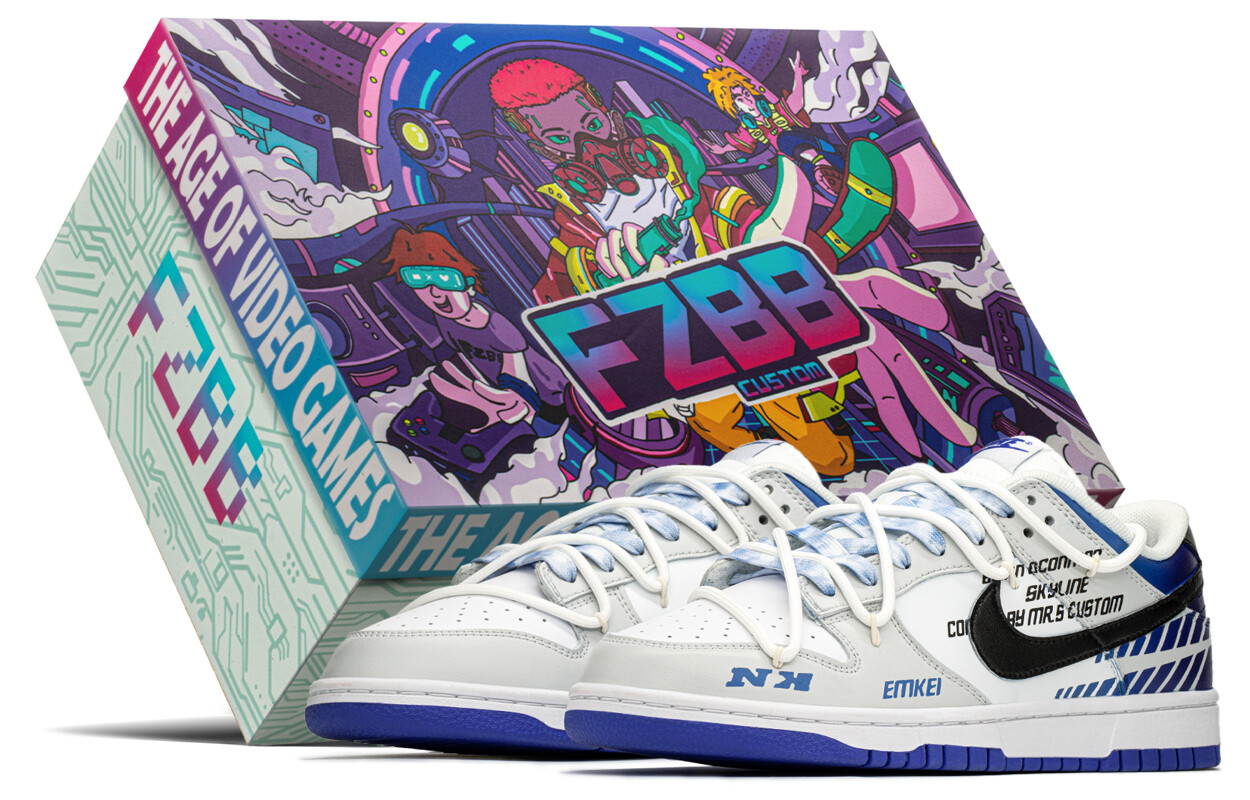 

Кроссовки Nike Dunk Skateboarding Shoes Men Low-top White/blue, синий/белый