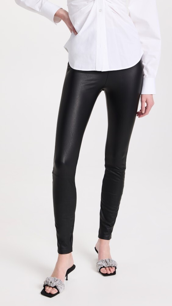 

Леггинсы Good American Good Waist Leather Pull On Leggings, черный