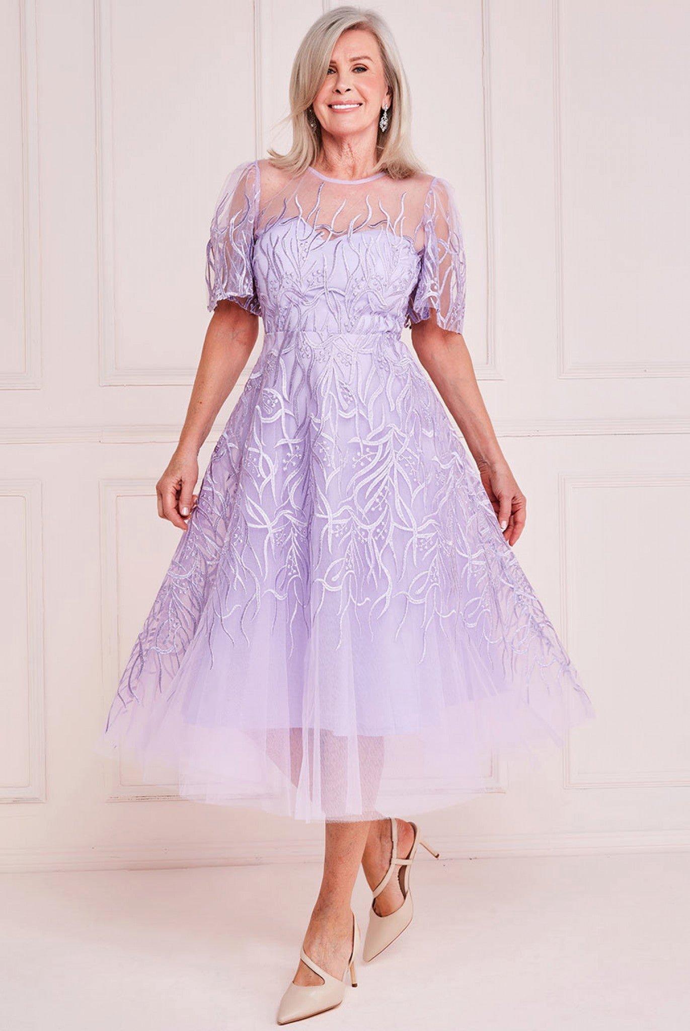 Вышитый лиф А-силуэта миди Goddiva, фиолетовый элегантное платье avery skirt