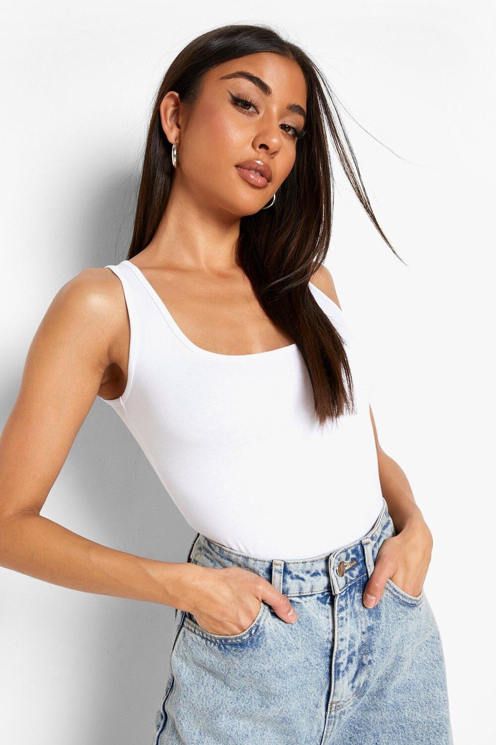 

Базовое боди с овальным вырезом boohoo, белый