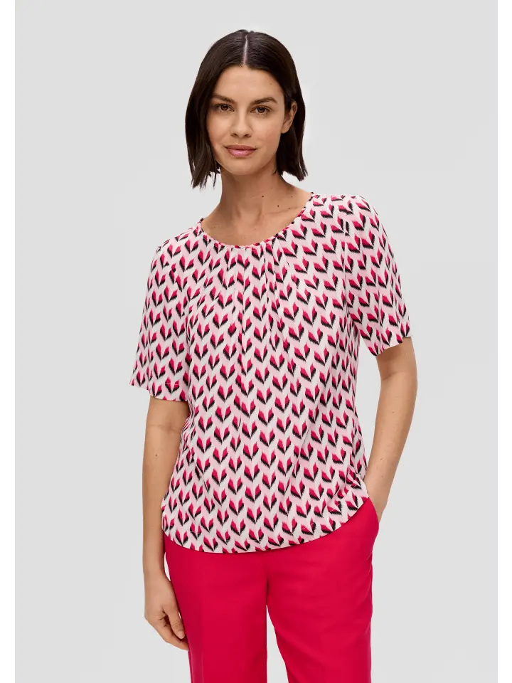

Блуза sOliver BLACK LABEL kurzarm, цвет mehrfarbig-pink