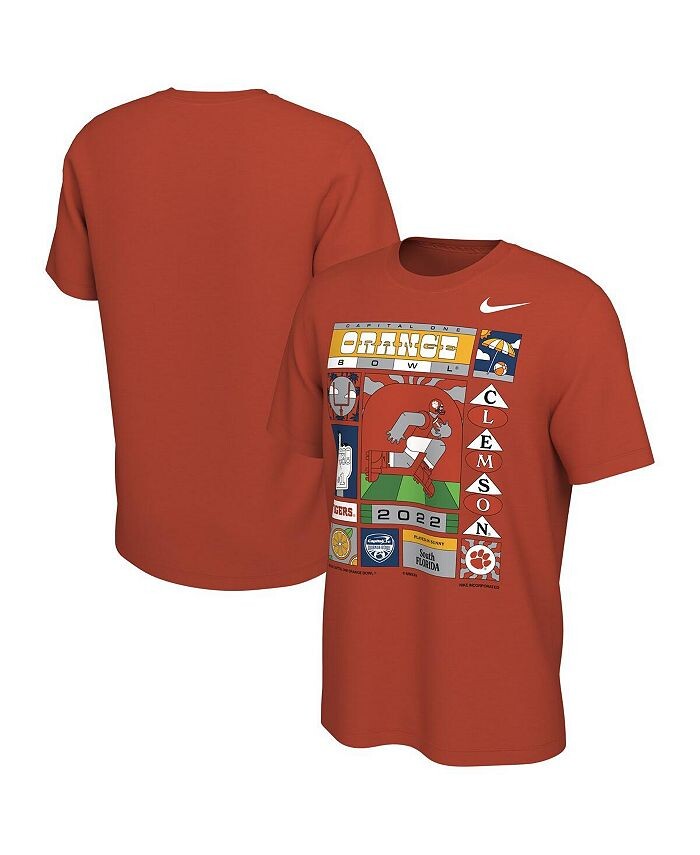 

Мужская оранжевая футболка Clemson Tigers 2022 Orange Bowl Illustrated Nike, оранжевый
