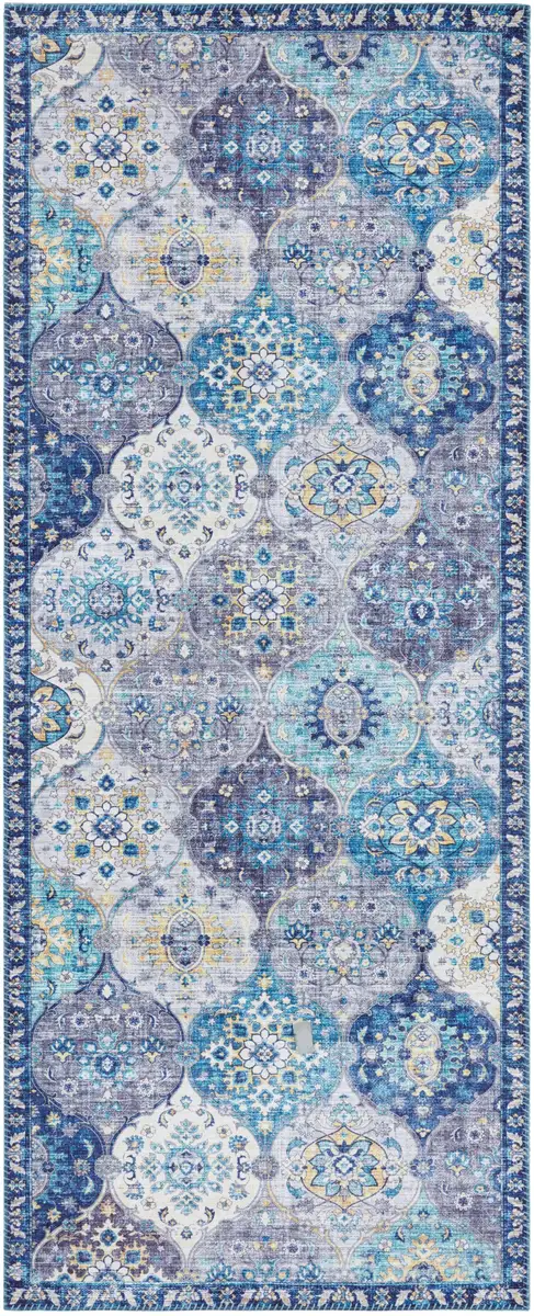 

ELLE DECORATION Runner "Kashmir Ghom", прямоугольный, восточный, восточный, короткий ворс, винтаж, гостиная, спальня 80х200 см, цвет denim