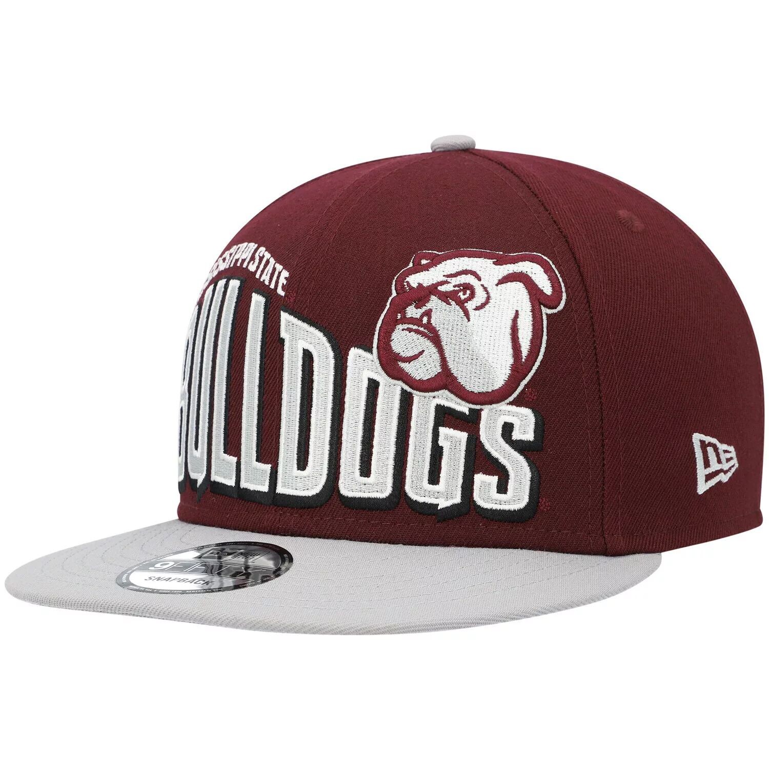 

Мужская двухцветная винтажная шляпа Snapback New Era Maroon Mississippi State Bulldogs 9FIFTY Snapback
