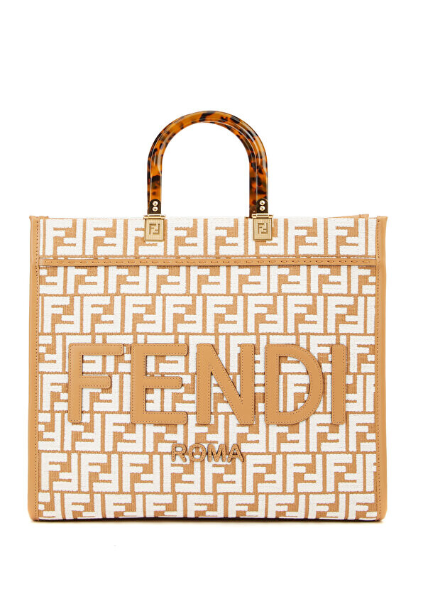 

Женская сумка sunshine с бежевым логотипом Fendi
