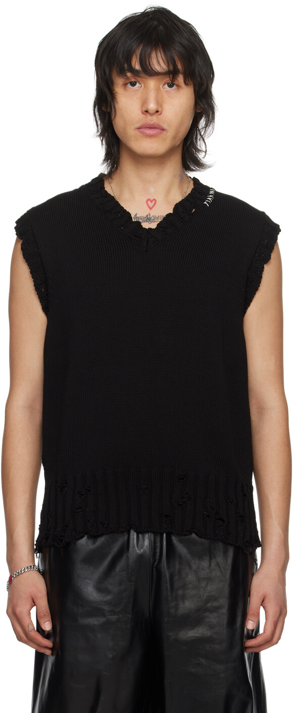 

Черный рваный жилет Marni, цвет Black