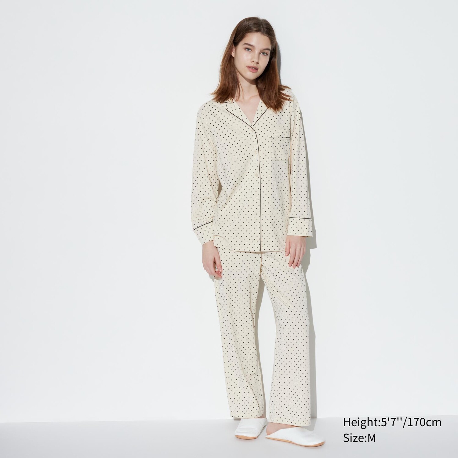 

Пижама UNIQLO AIRism хлопковая с длинными рукавами, светло-бежевый