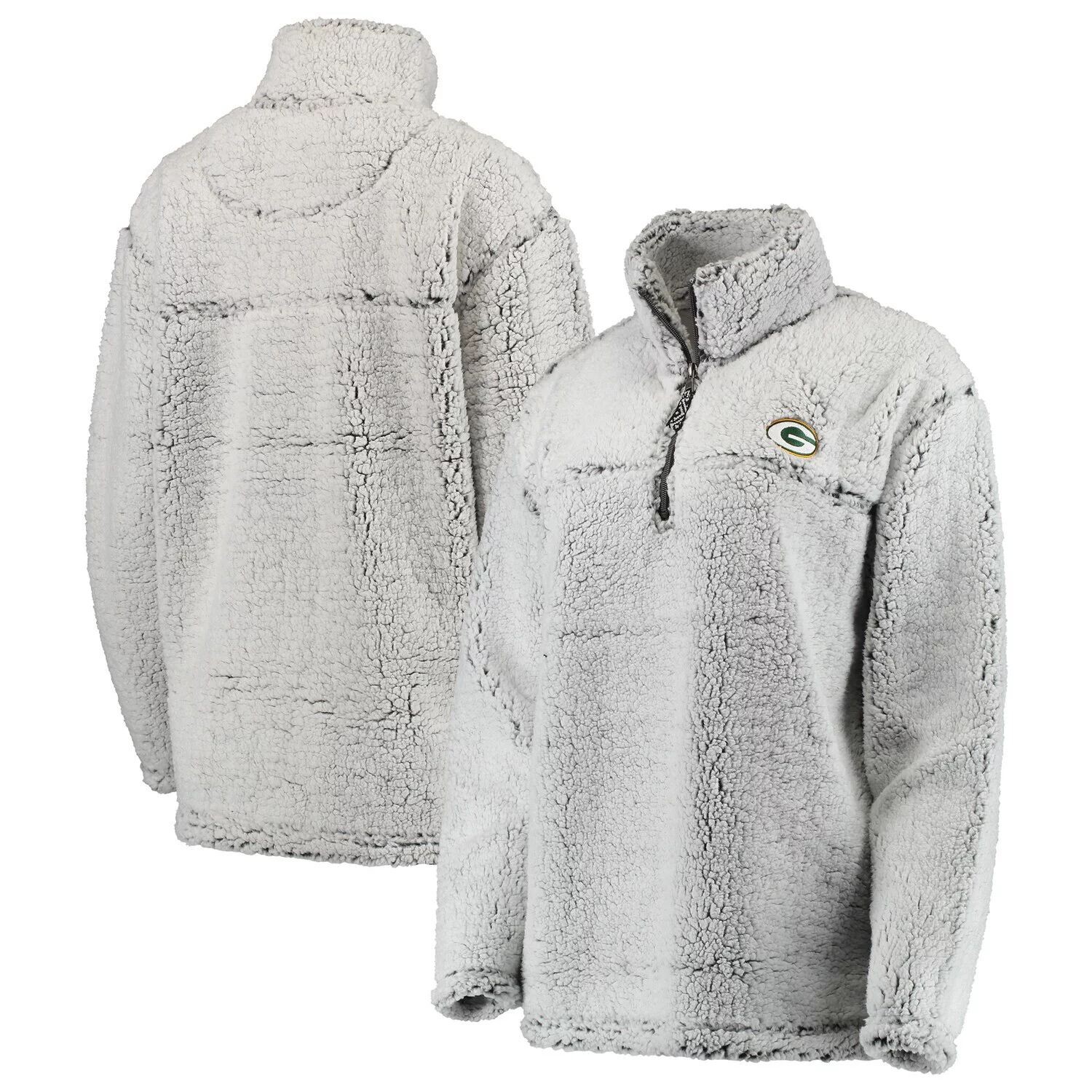 

Женский серый пуловер с молнией до четверти Green Bay Packers Sherpa G-III