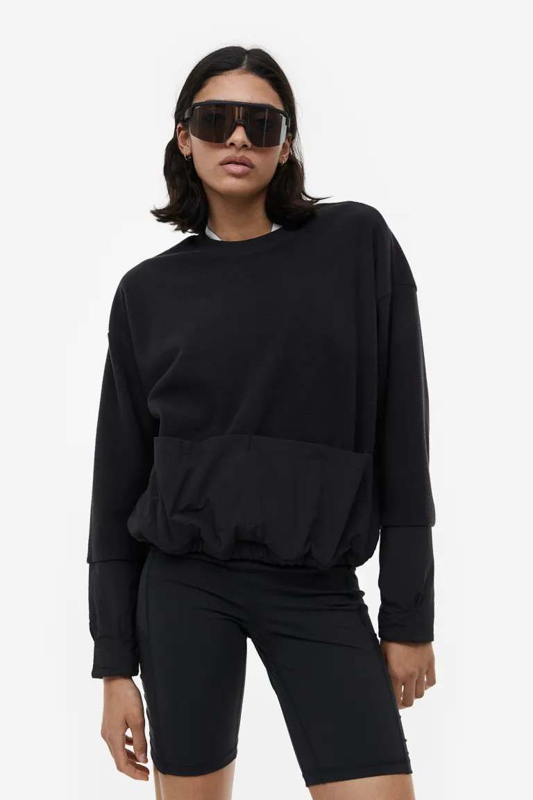 

Флисовый свитер с декоративным карманом H&M, черный