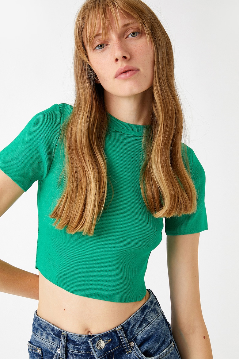 Короткая футболка с разрывами Koton, зеленый короткая блузка с разрывами colin s черный