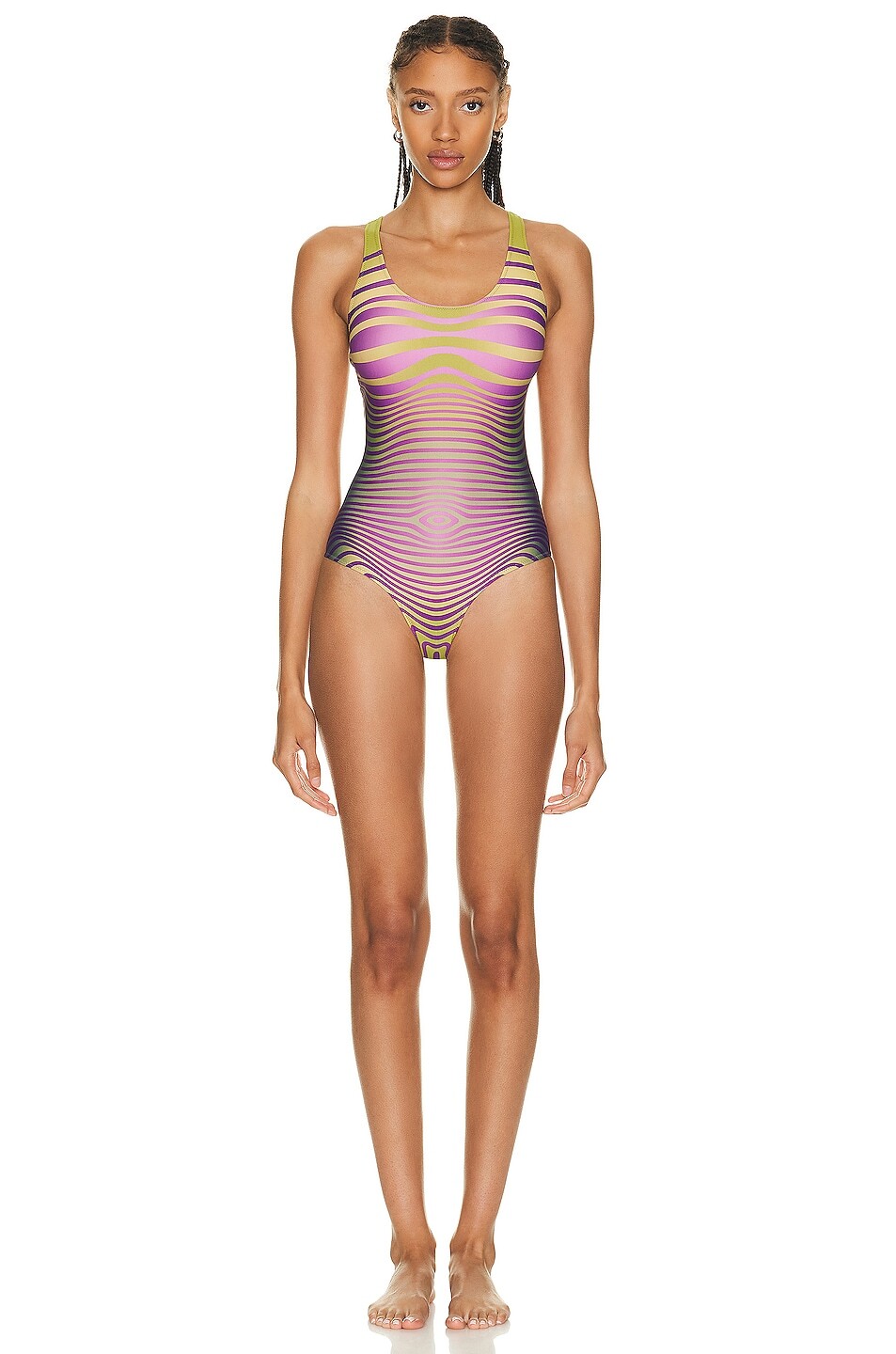 

Купальник Jean Paul Gaultier Printed Morphing Stripes, цвет Green & Purple