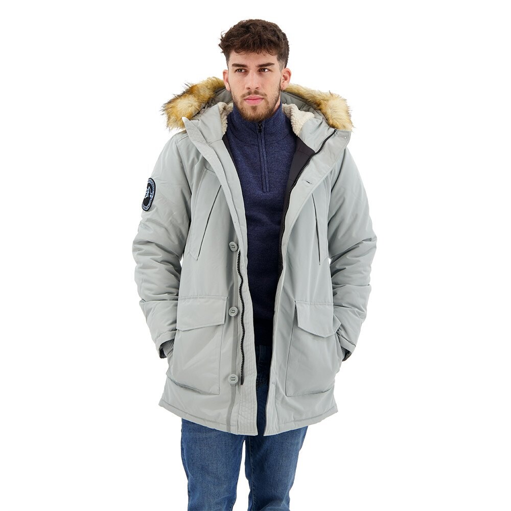 Парка Superdry Everest Faux Fur, серый парка orolay windproof faux fur hooded серый