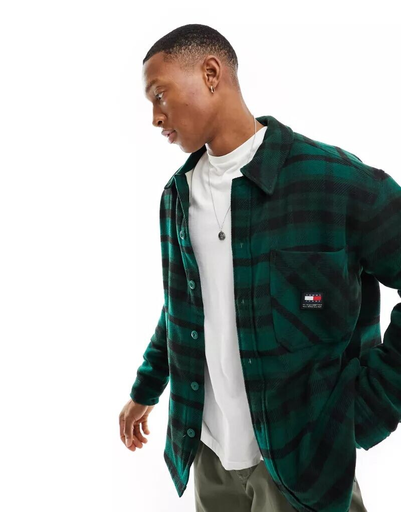 

Зеленая флисовая рубашка на подкладке Tommy Jeans