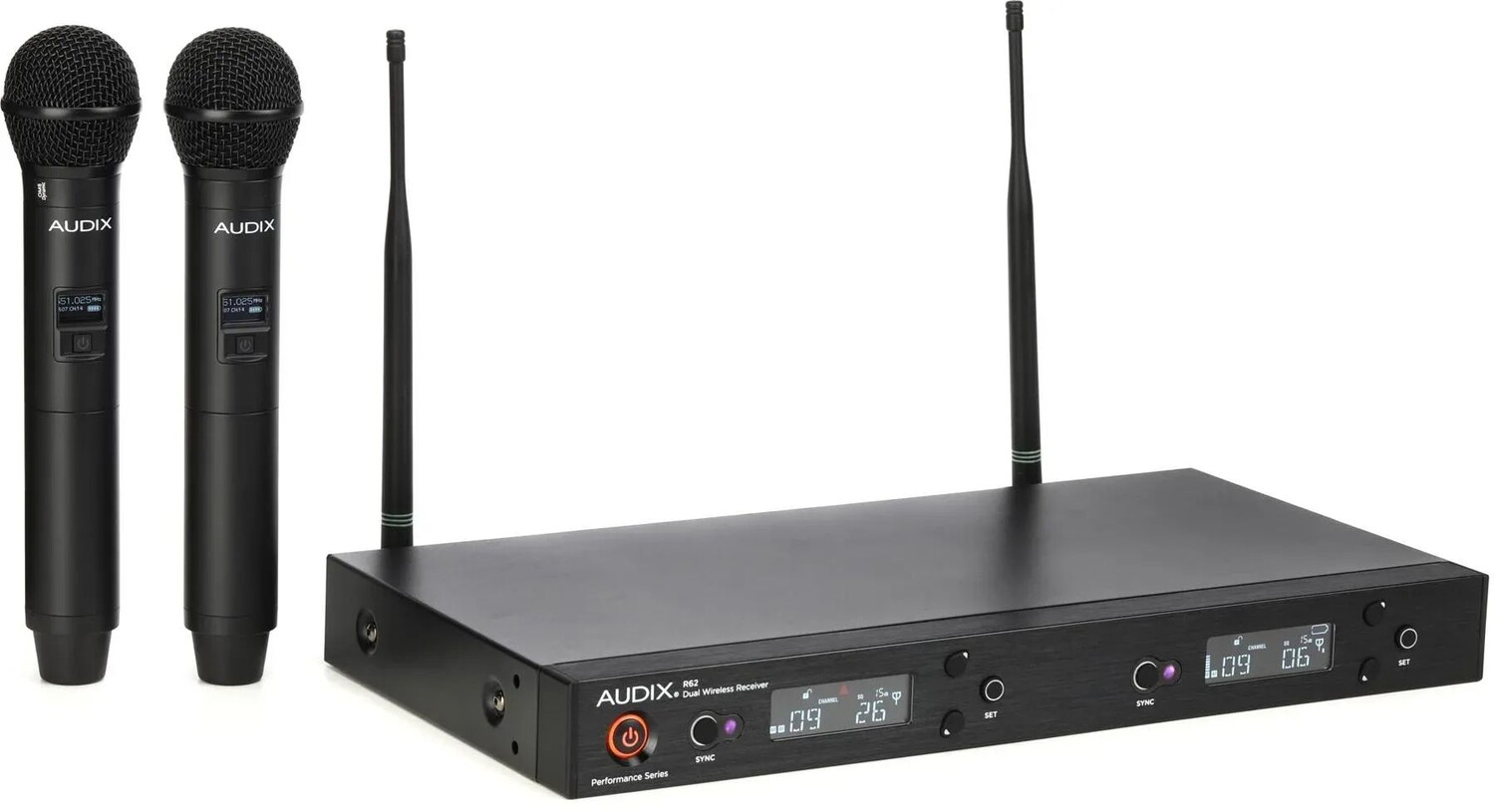 

Двойная портативная беспроводная микрофонная система Audix AP62 OM5
