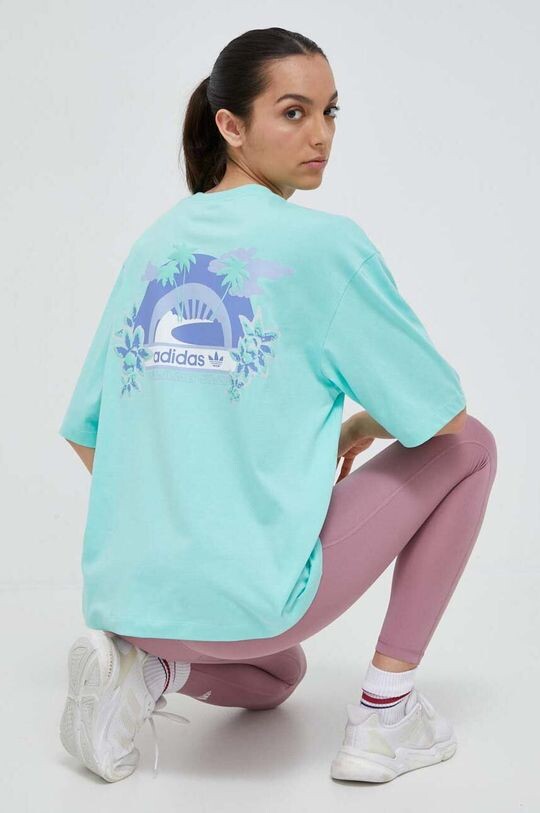 

Хлопковая футболка adidas Originals, бирюзовый, Зеленый