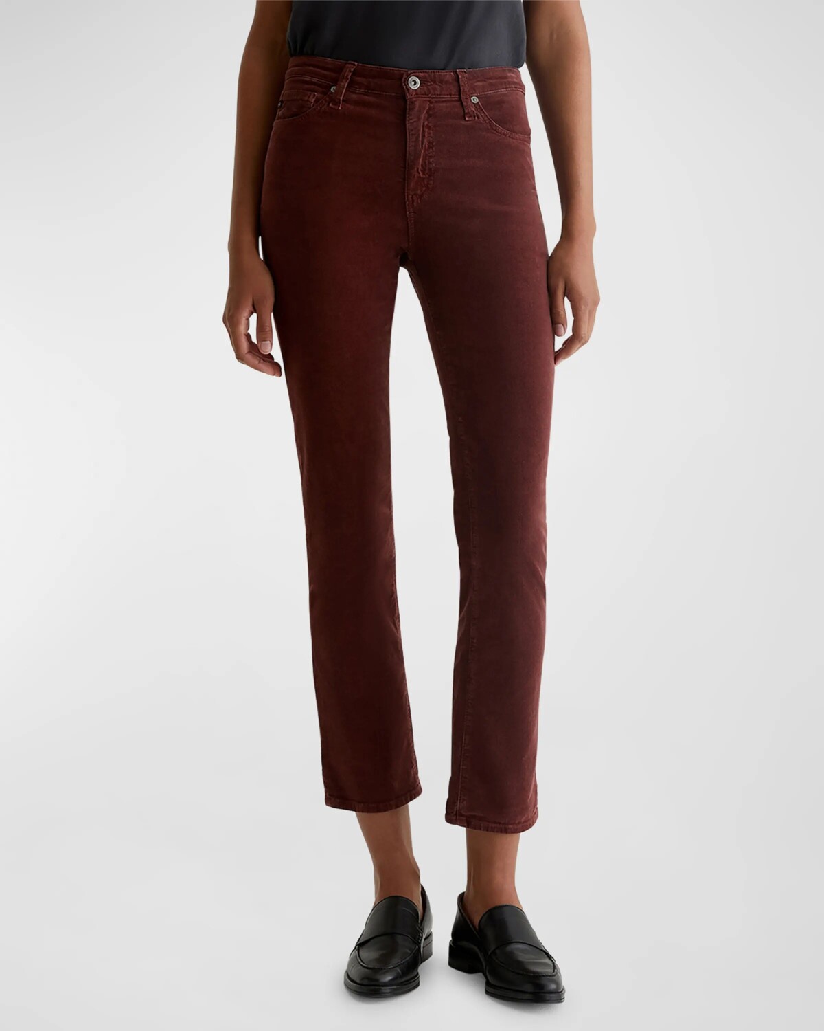 

Узкие прямые джинсы Mari с высокой посадкой Ag Jeans, цвет Bordeaux Rouge