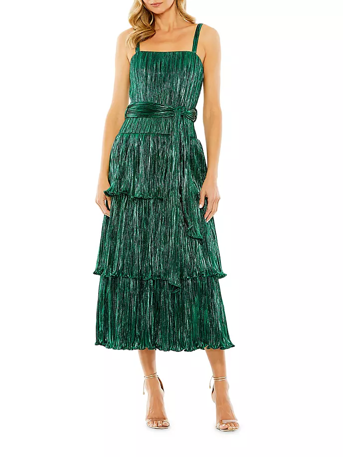 

Многоярусное платье с пряжкой и рюшами Mac Duggal Mac Duggal, цвет emerald