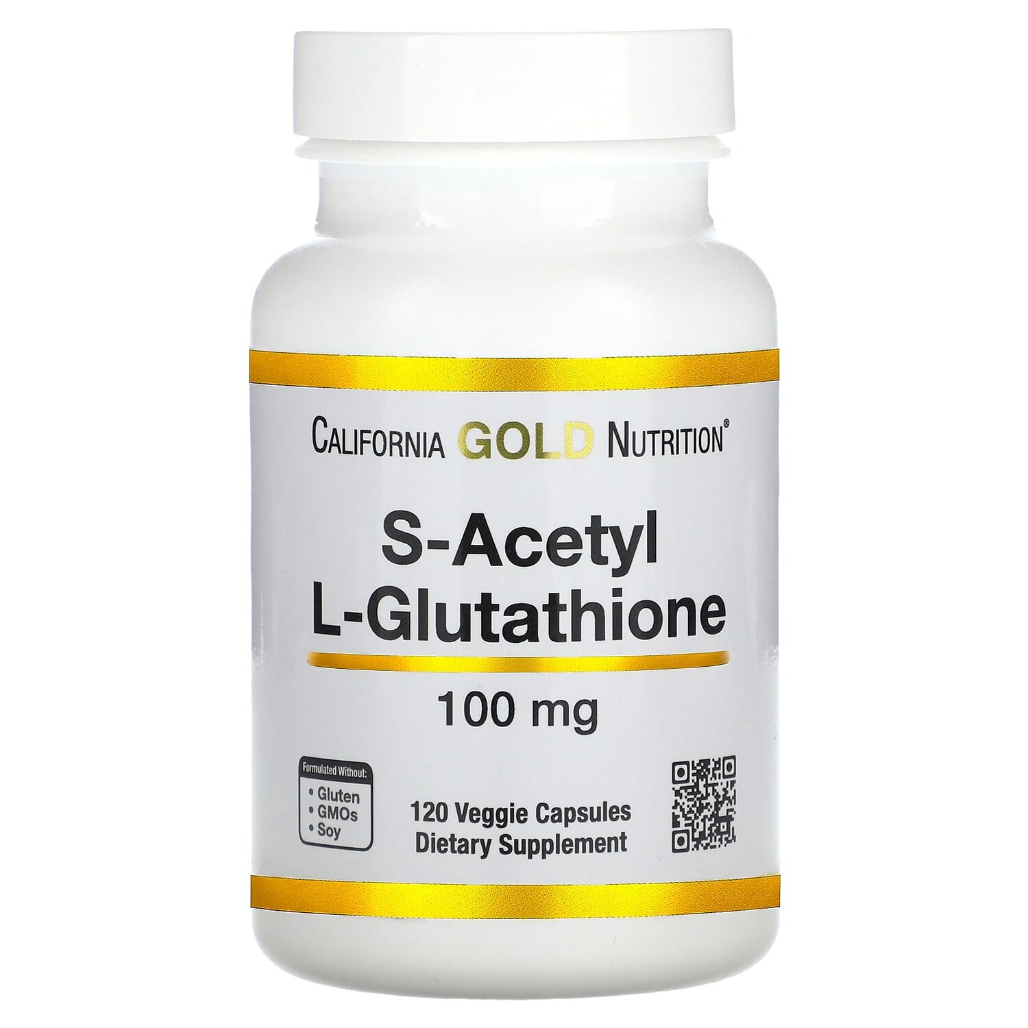 

S-ацетил-L-глутатион, 100 мг, 120 растительных капсул, California Gold Nutrition