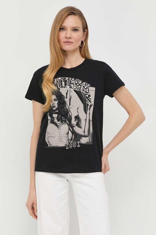 

Хлопковая футболка Guess, черный