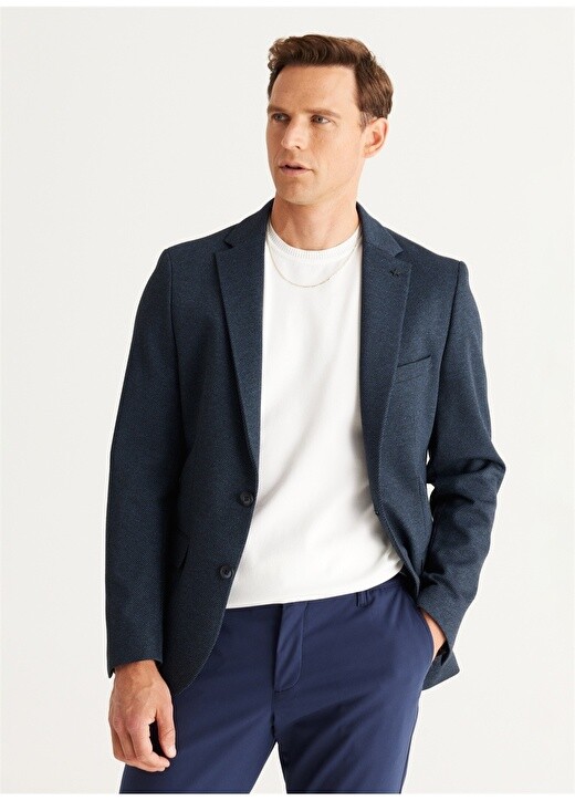 

Мужская куртка Slim Fit чёрно-темно-синего цвета Altınyıldız Classic, Черный