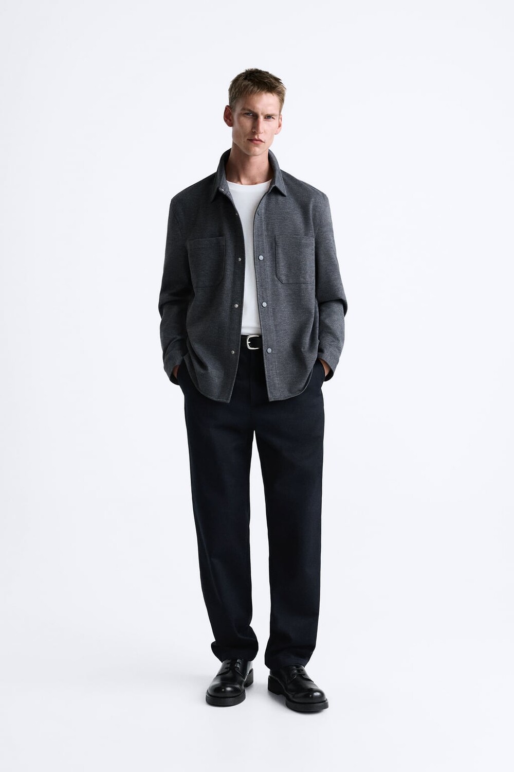 

Комфортная рубашка с карманами ZARA, серый