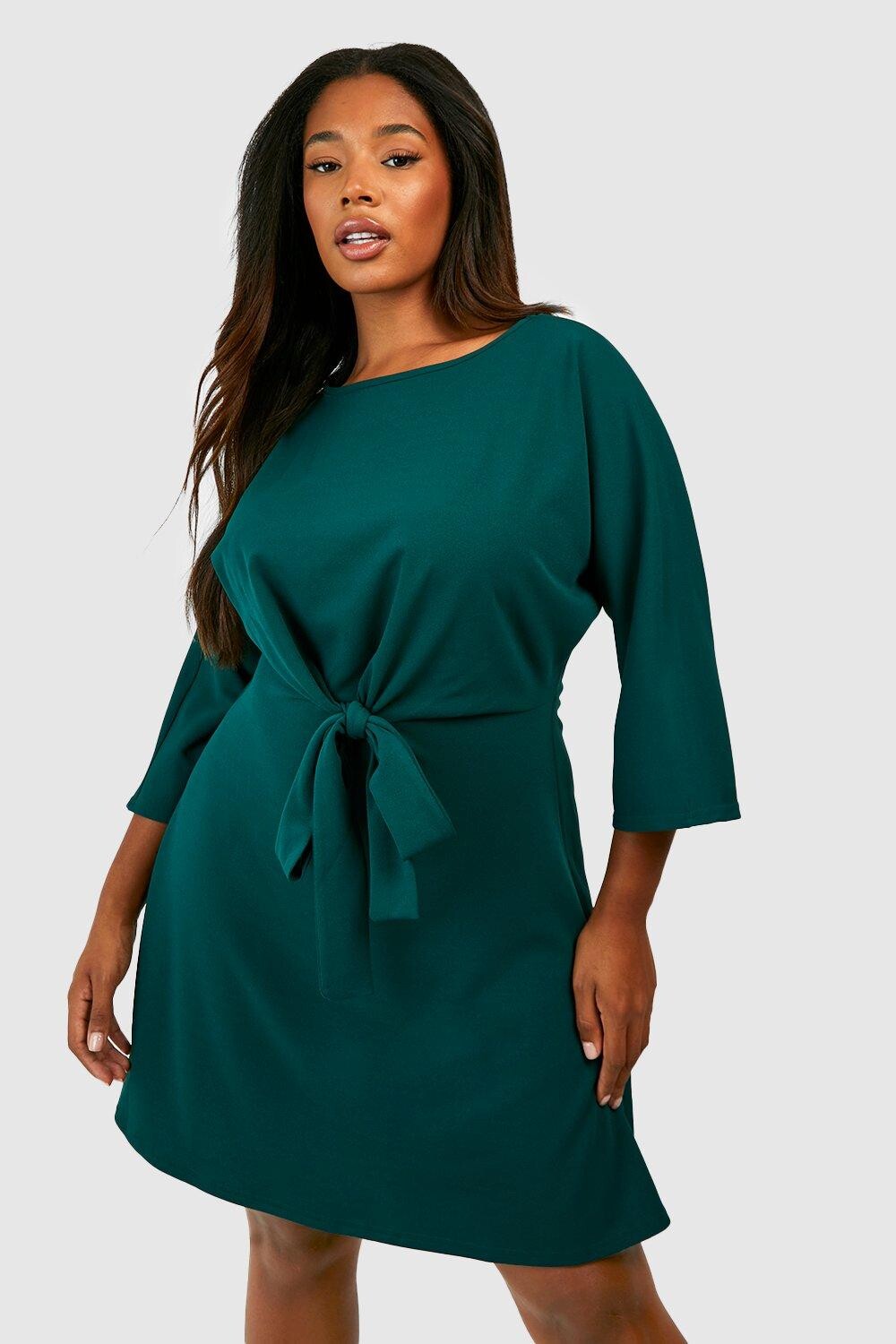 

Платье плюс с драпировкой Boohoo, зеленый