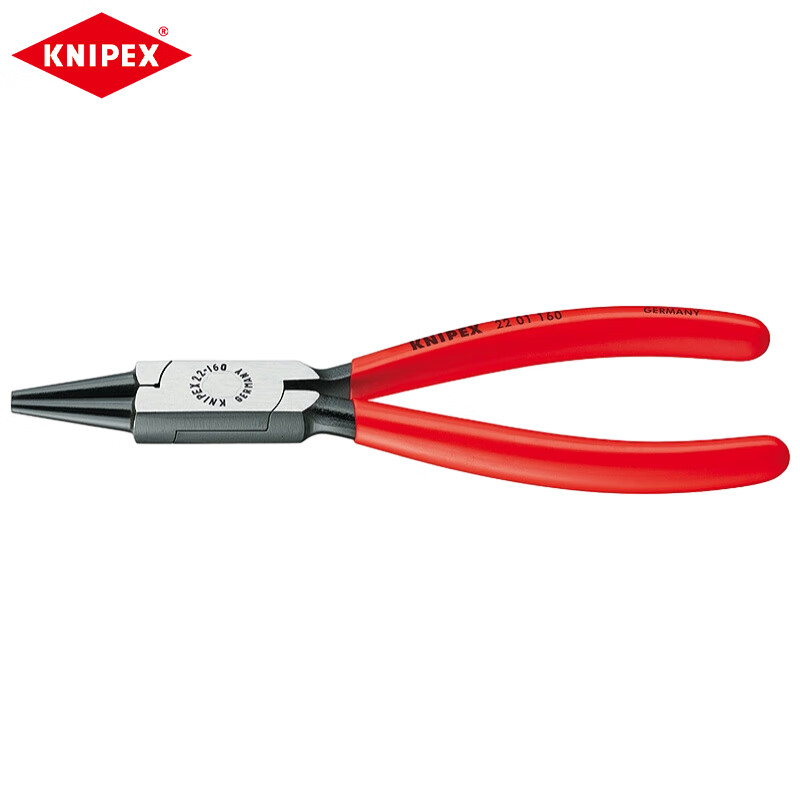 Круглогубцы KNIPEX, 160 мм, с пластиковой ручкой, черненые плоскогубцы, зажим для корпуса, инструмент с фиксированным изгибом 22 01 160