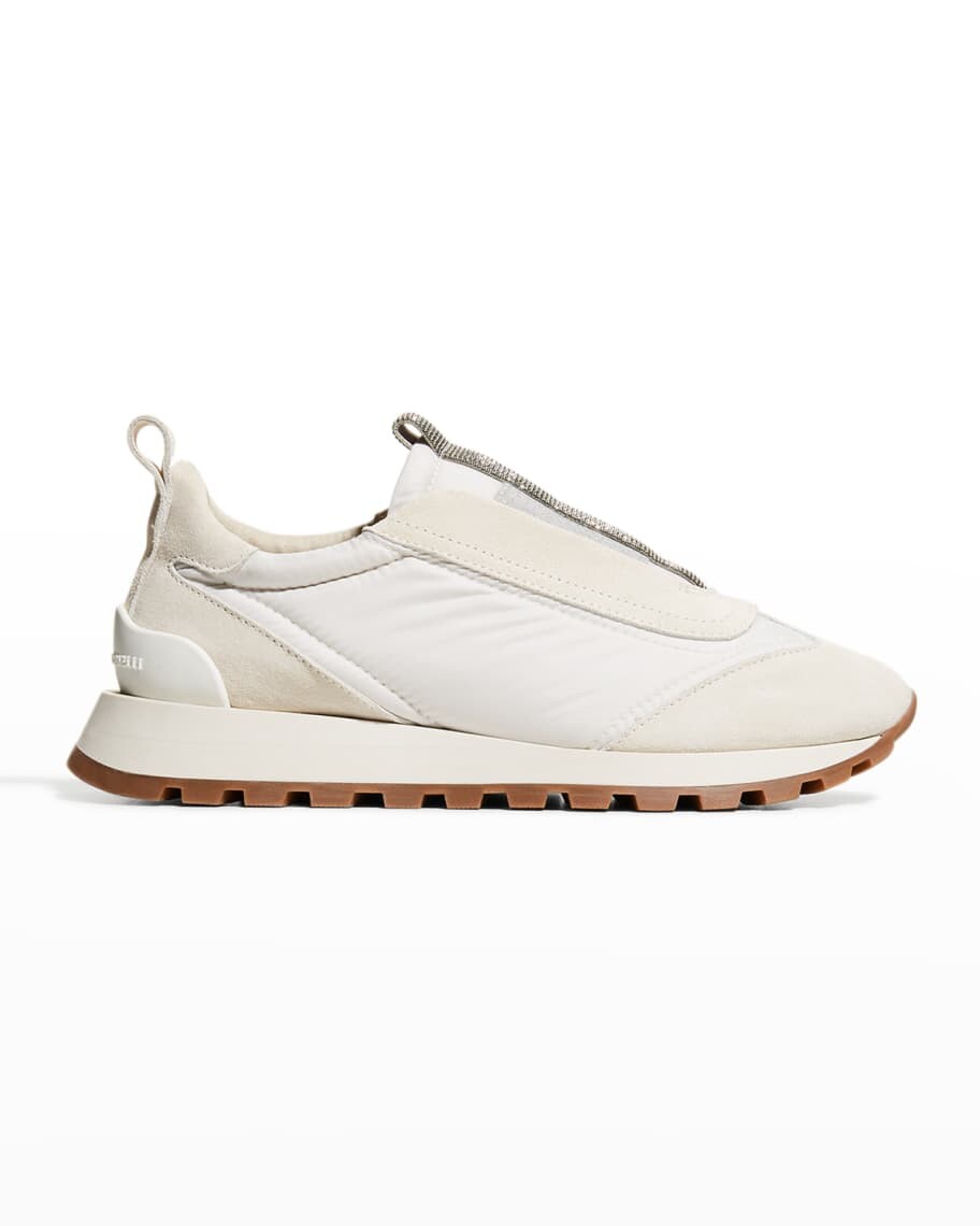 

Беговые кроссовки Slip-On из смешанной кожи Brunello Cucinelli