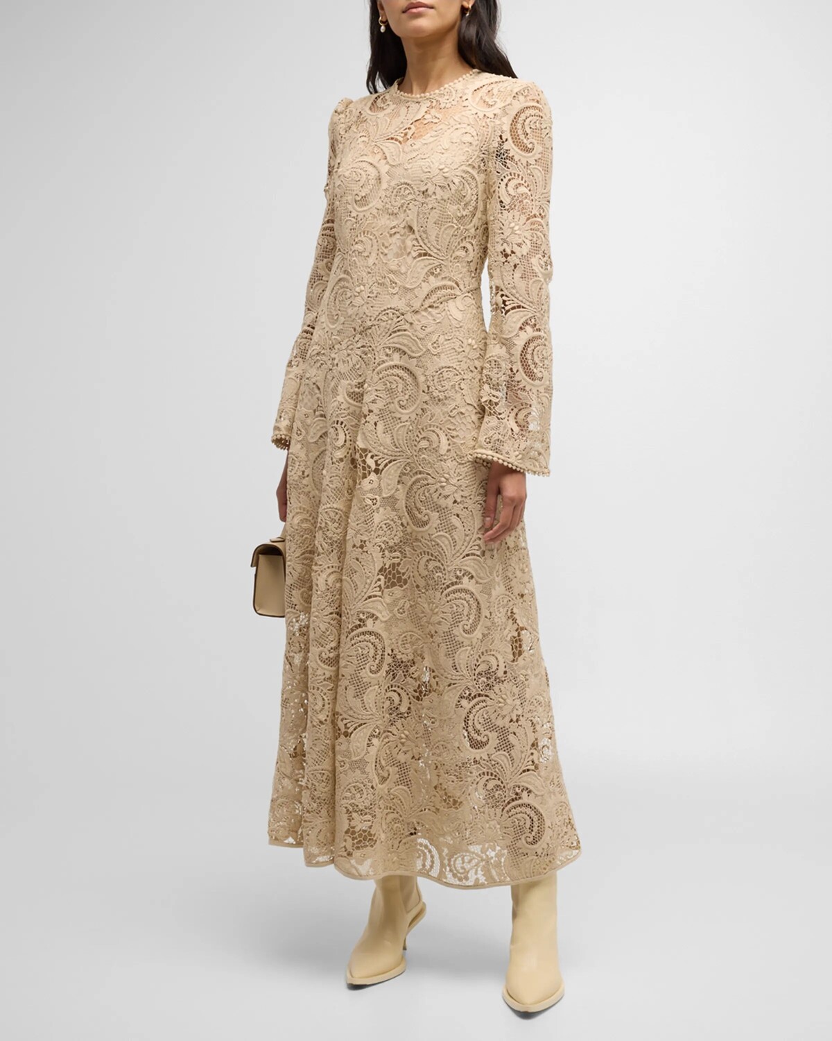 

Кружевное платье миди Waverly Zimmermann, цвет Taupe