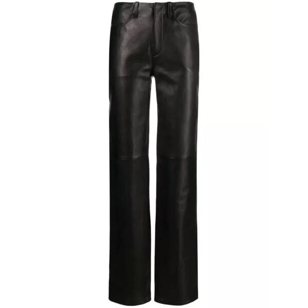 

Брюки mid-rise straight-leg leather trousers Alexander Wang, черный