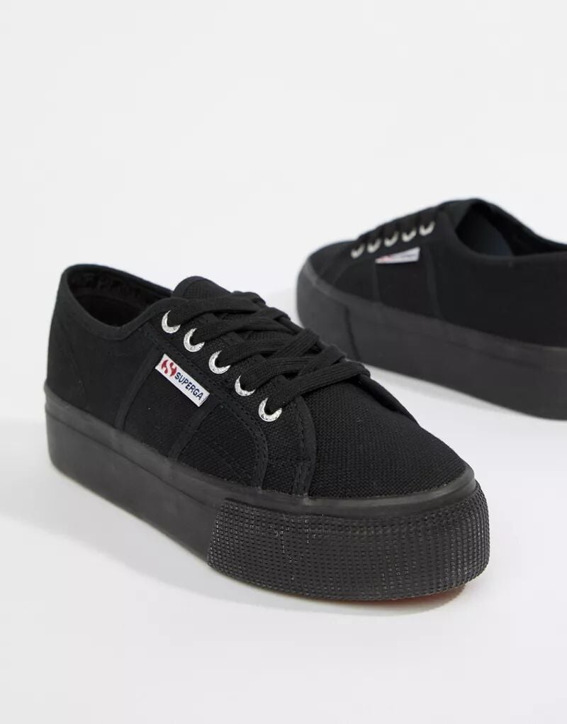 

Черные кроссовки на платформе Superga 2790 linea из парусины