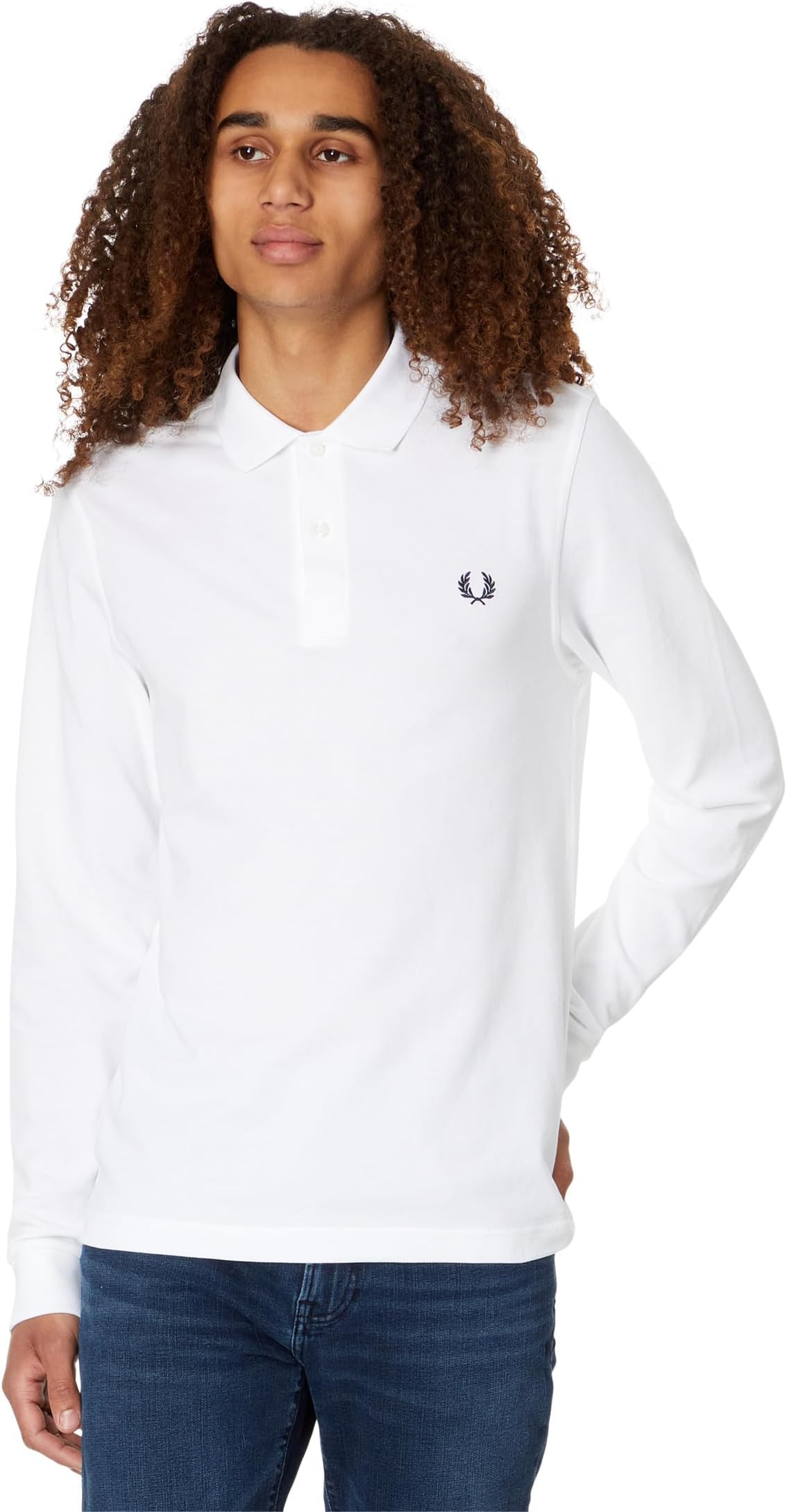 Рубашка-поло Long Sleeve Plain Fred Perry Shirt Fred Perry, белый футболка поло fred perry plain черный