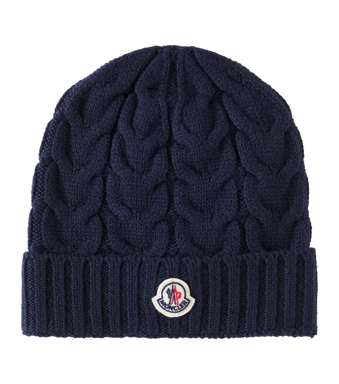 

Шапка из натуральной шерсти с логотипом и косами Moncler Enfant, цвет navy blue