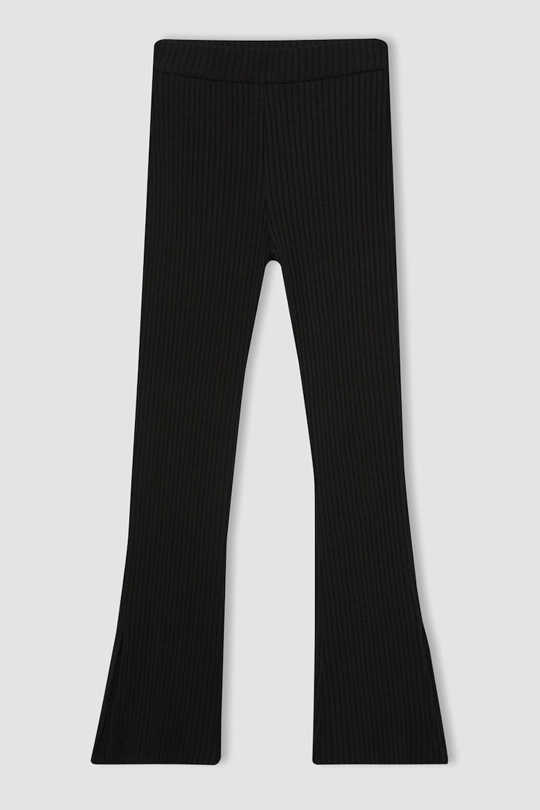 Укороченные вельветовые брюки с разрезами по бокам Defacto, черный