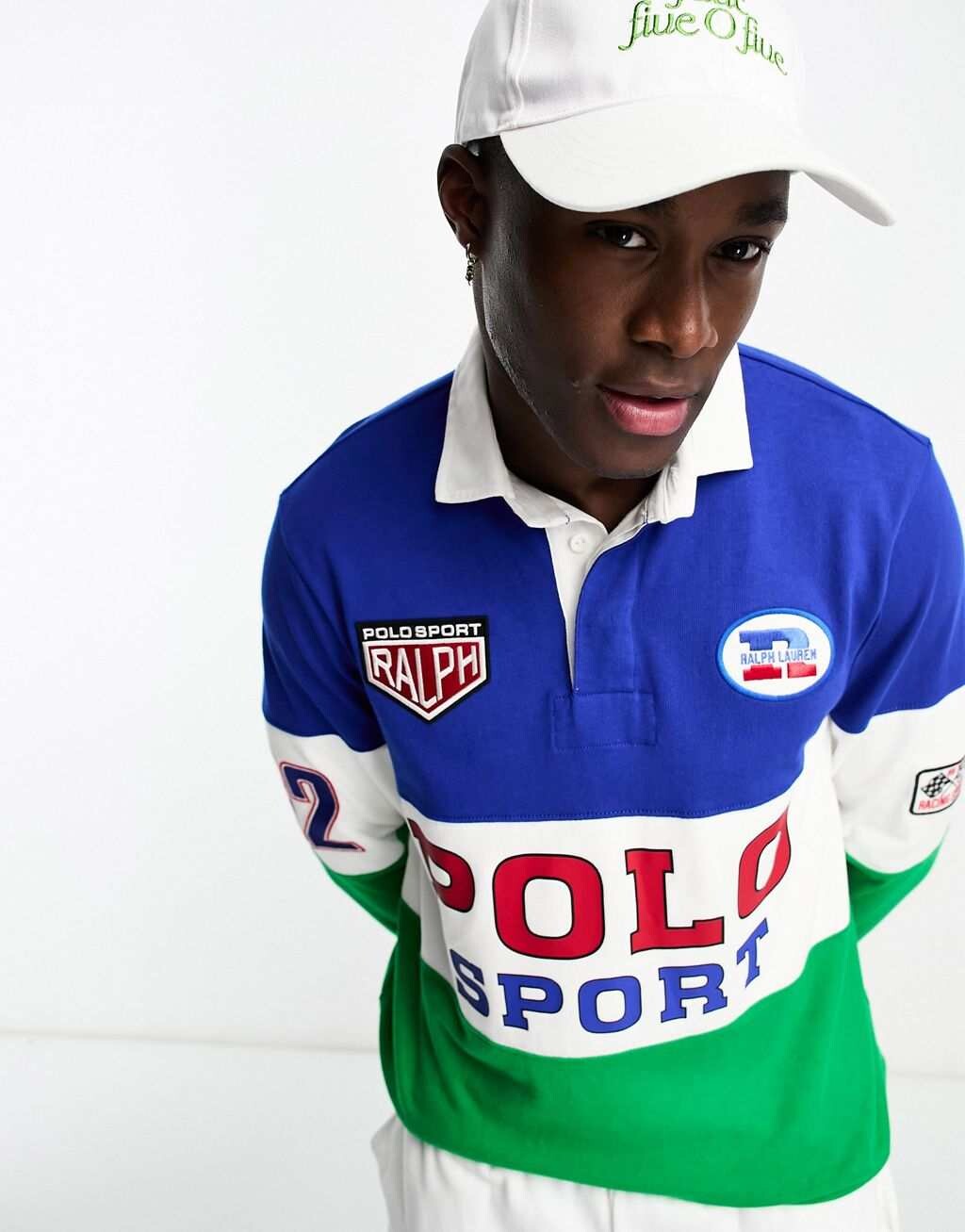 

Разноцветная спортивная капсульная футболка Polo Ralph Lauren для гонок с цветными блоками и регби