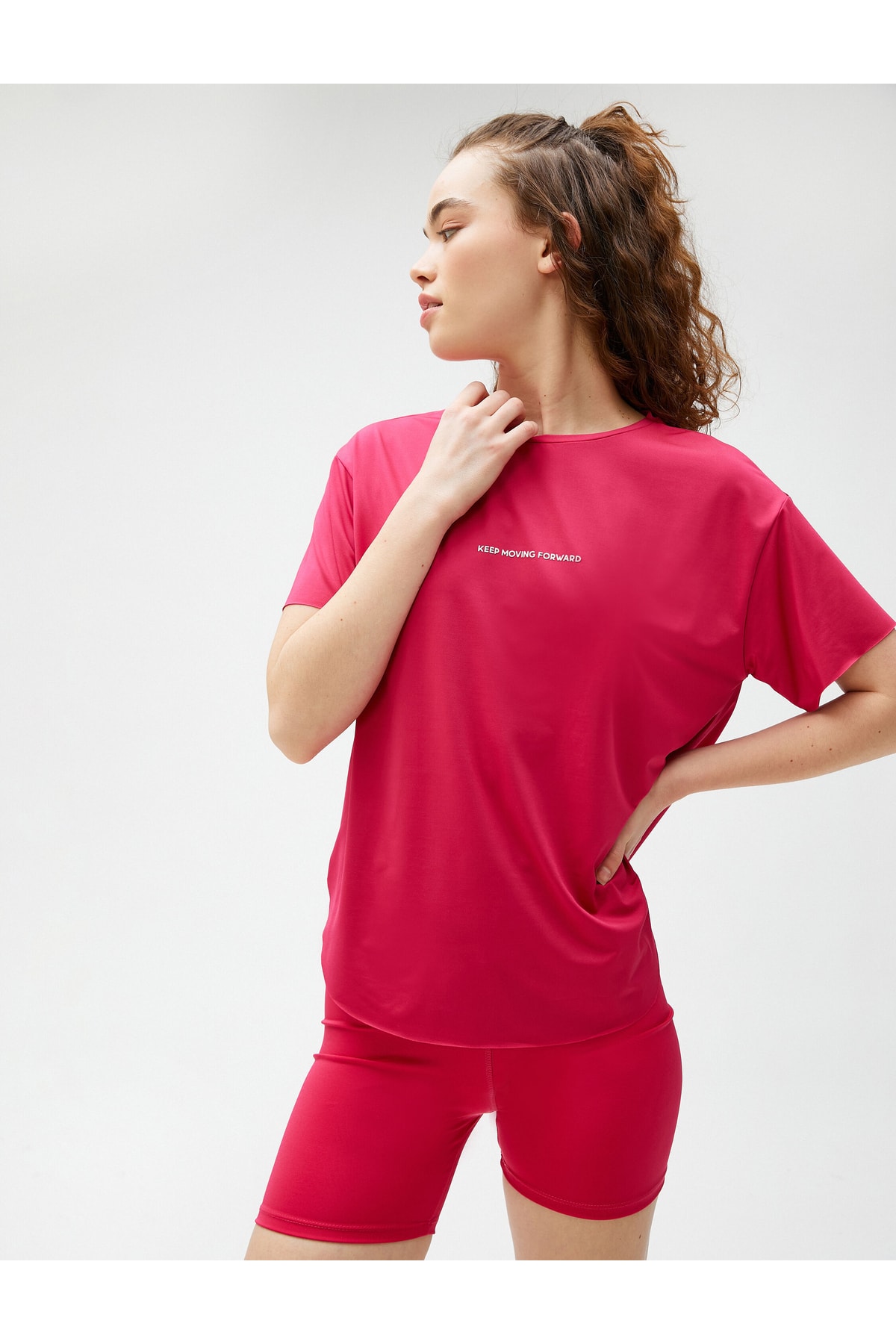 цена Спортивная футболка с принтом Лазерная резка Koton, розовый